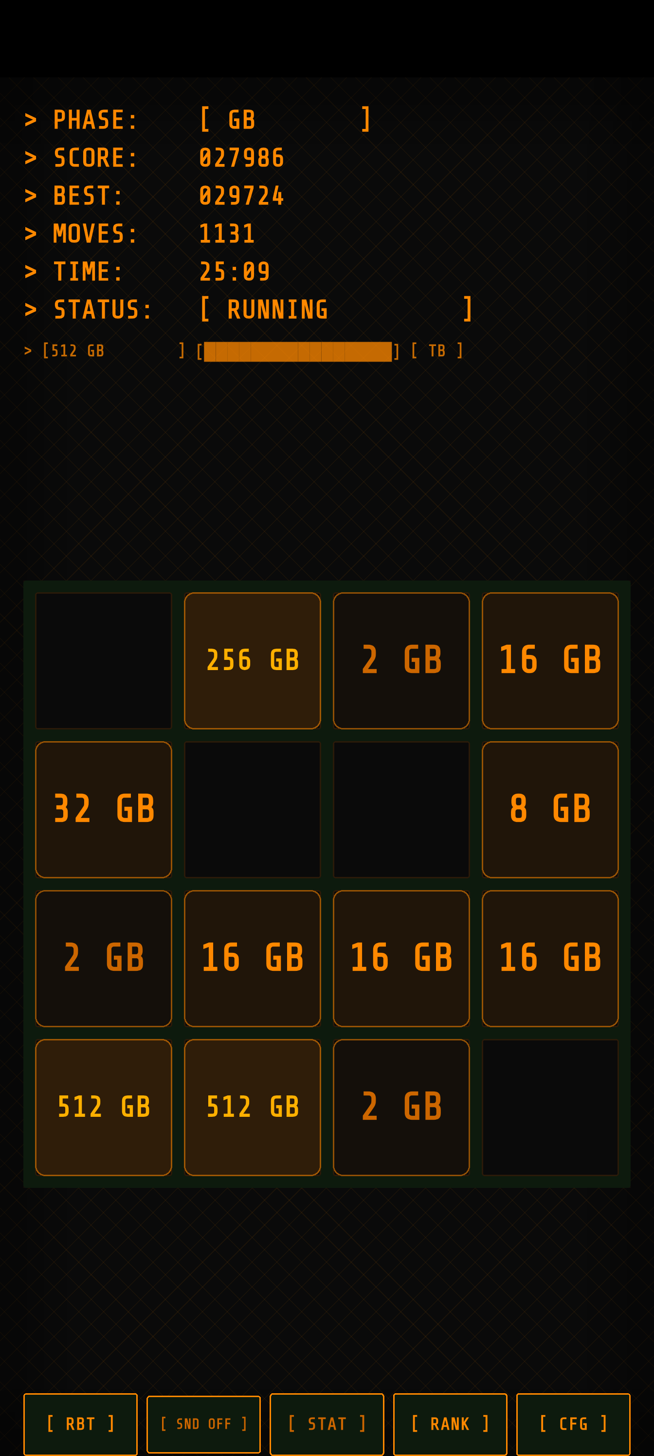 Bit 2048 Hard GB phase gameplay